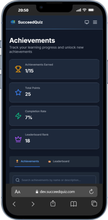 SucceedQuiz app preview on iPhone